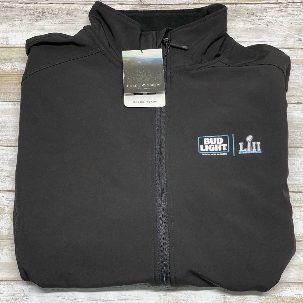 Fossa Apparel Men's XL Nexus Soft Shell Bud Light Black Super Bowl 53 Jacket